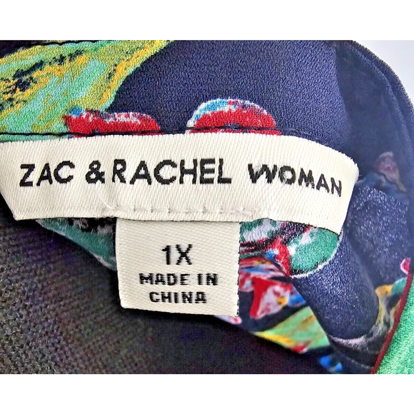 Zac & Rachel Teaberry Floral VNeck Tunic Short Ruffle Sleeves Blouse Plus Sz 1X - Picture 5 of 5